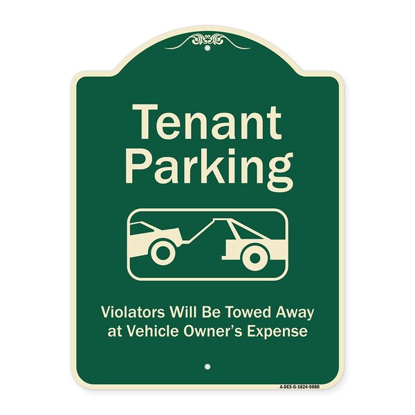 Signmission Designer Series-Tenant Parking Violators Towed Away With Graphic, 24" x 18", G-1824-9880 A-DES-G-1824-9880 - main